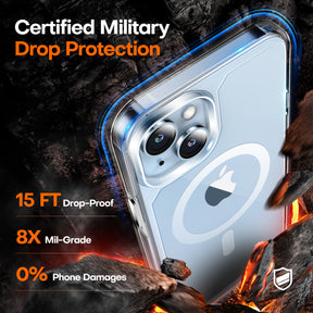 TAURI 5 in 1 Magnetic for iPhone 15 Case Clear, [Designed for Magsafe] with 2X Screen Protectors +2X Camera Lens Protectors, [Not-Yellowing] Shockproof Slim Case for iPhone 15