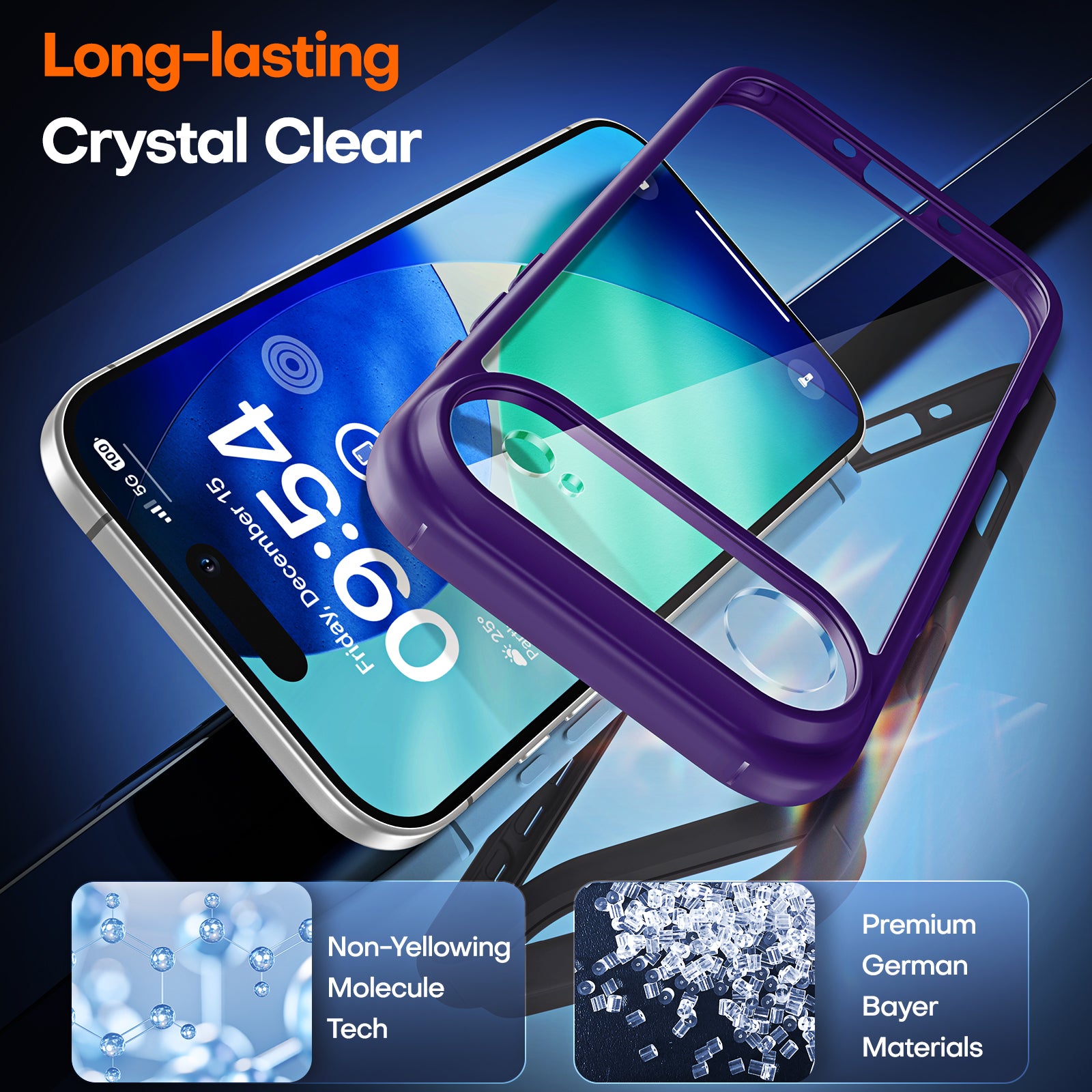 TAURI for iPhone Air Case, Full Camera Protection with Screen Protector, Anti-Yellowing Military-Grade Protection Shockproof Slim Phone Case for iPhone 17 Air 6.5 inch, Purple