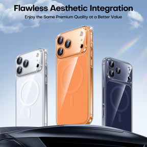 TAURI Original Design for iPhone 17 Pro Max Case, Compatible with MagSafe with Screen Protector, Anti-Yellowing Military-Grade Protection Shockproof Magnetic iPhone 17 ProMax Case, Clear Orange