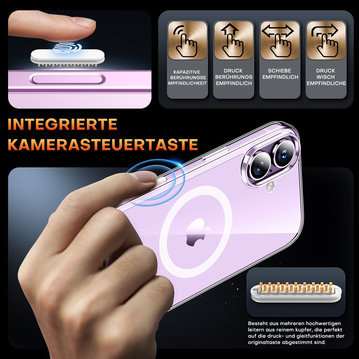 TAURI for iPhone 17 Case, Camera Control Anti-Yellowing, with Screen Protector, Military-Grade Protection Shockproof Phone Case for iPhone 17, Clear
