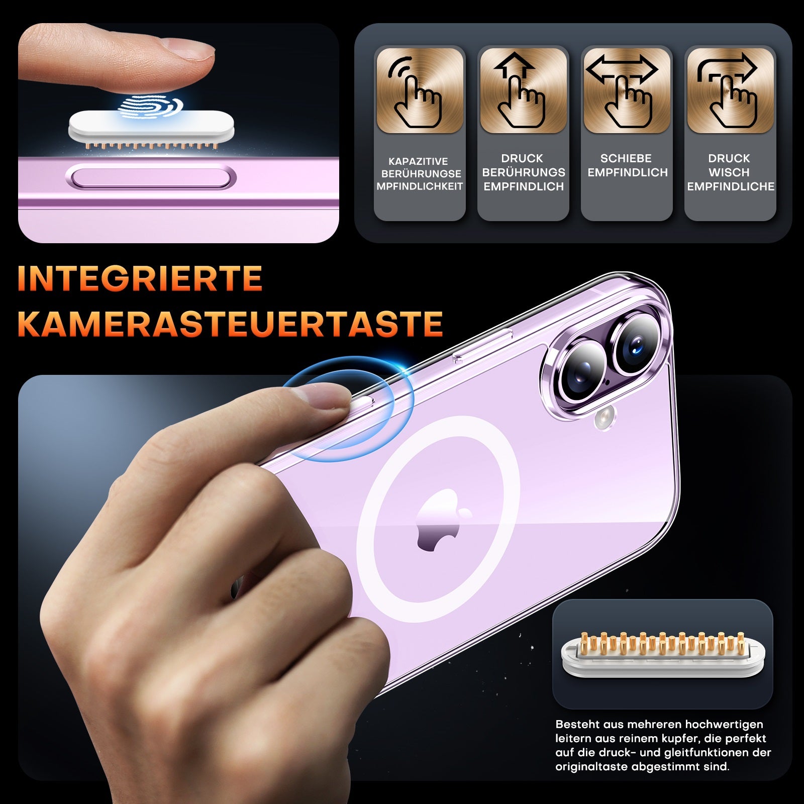 TAURI for iPhone 17 Case, Camera Control Anti-Yellowing, with Screen Protector, Military-Grade Protection Shockproof Phone Case for iPhone 17, Clear