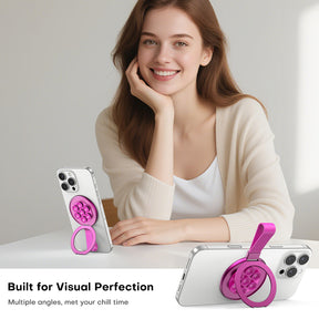 TAURI for Magsafe Suction Phone Grip - Universal Magnetic Suction Grip, 360° Rotating Hands-Free Holder, Silicone Suction Grip for iPhone 16 Pro Max/15/Android/S25,Hot Pink