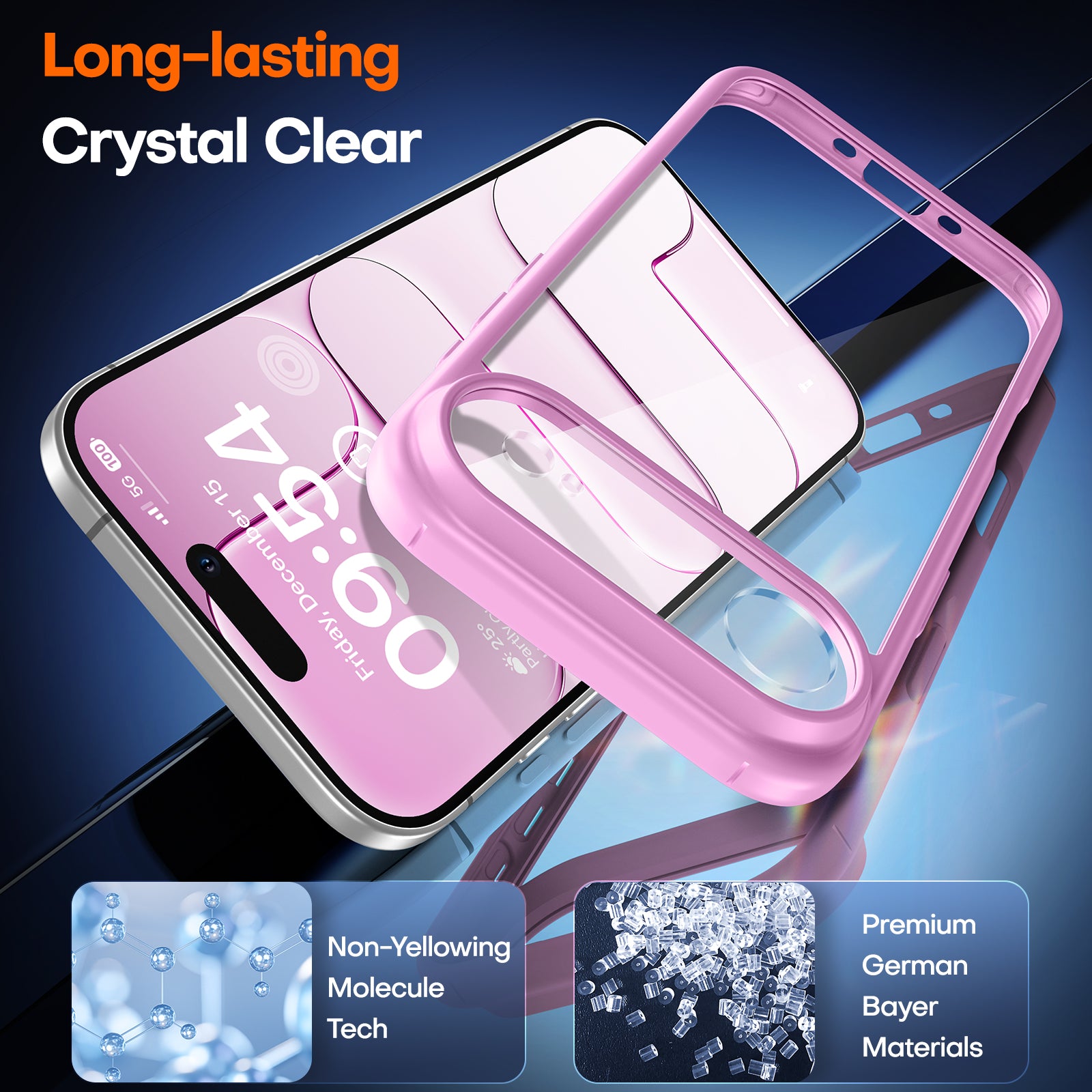 TAURI for iPhone Air Case, Full Camera Protection with Screen Protector, Anti-Yellowing Military-Grade Protection Shockproof Slim Phone Case for iPhone 17 Air 6.5 inch, Pink