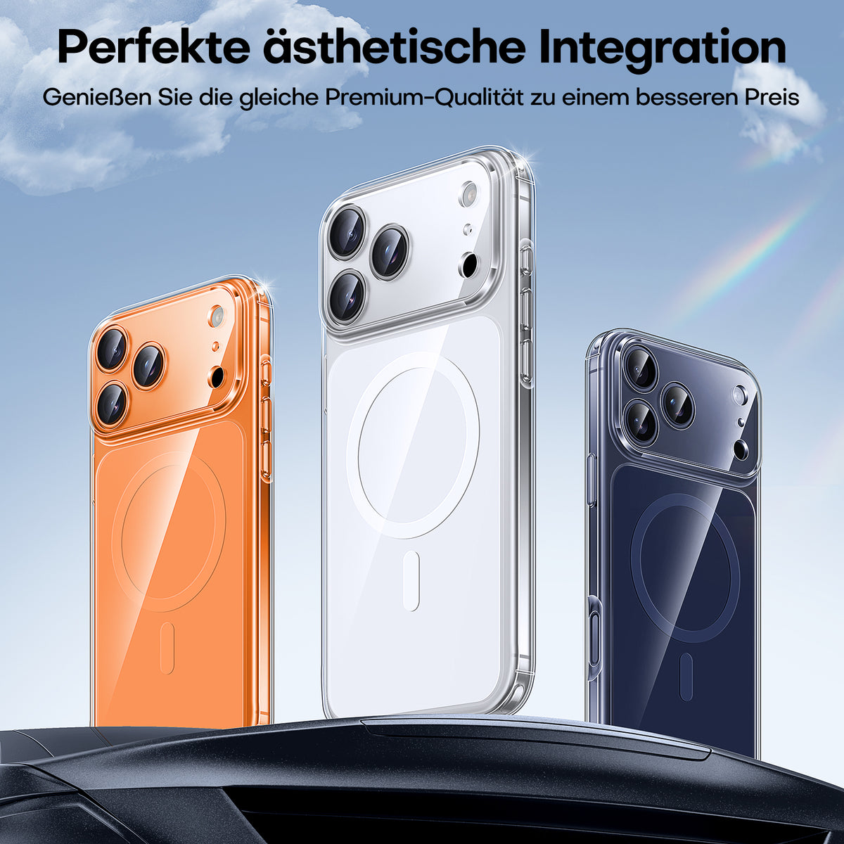 TAURI Original Design for iPhone 17 Pro Case, Compatible with MagSafe with Screen Protector, Anti-Yellowing Military-Grade Protection Shockproof Magnetic iPhone 17 Pro Case, Clear White