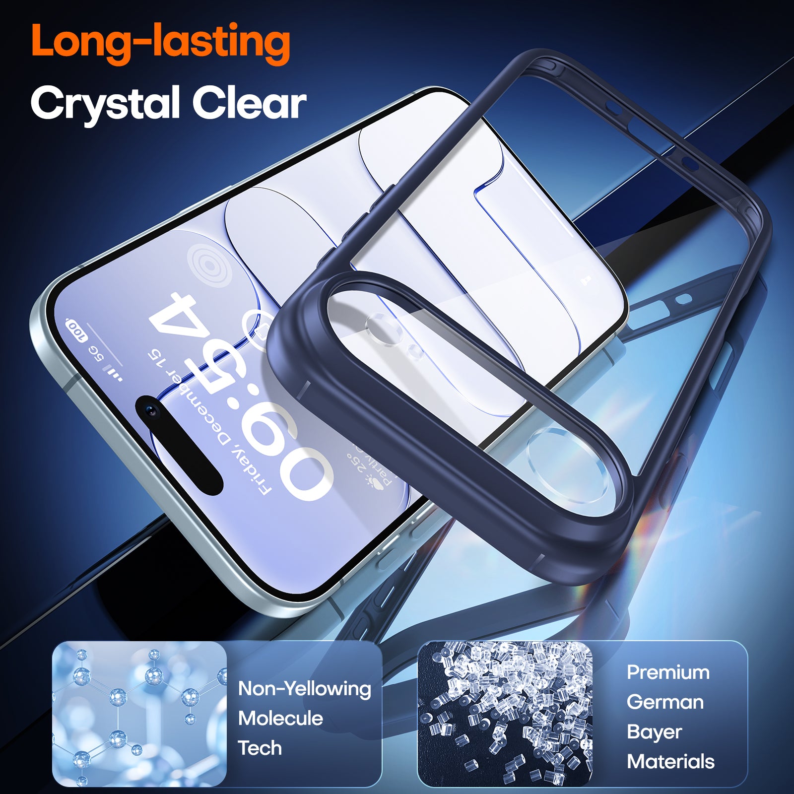 TAURI for iPhone Air Case, Full Camera Protection with Screen Protector, Anti-Yellowing Military-Grade Protection Shockproof Slim Phone Case for iPhone Air, Blue