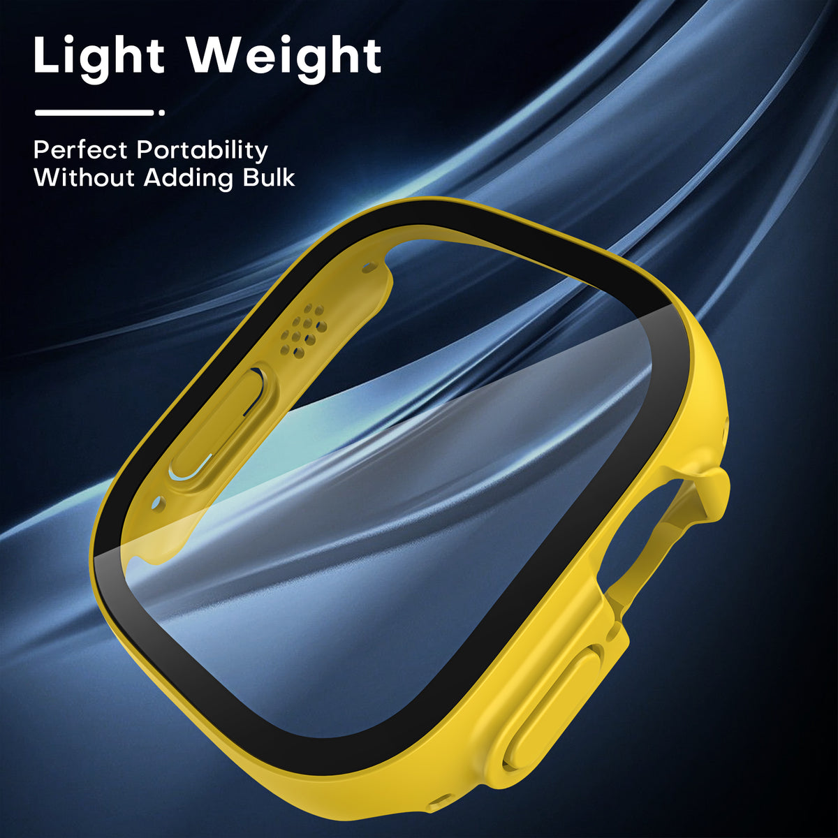 TAURI 2 Pack Hard Case Designed for Apple Watch Ultra 2 / Ultra 1 49mm, with 9H Tempered Glass Screen Protector, [Touch Sensitive] [Full Coverage] Slim Bumper Protective Cover for iWatch 49mm - Yellow