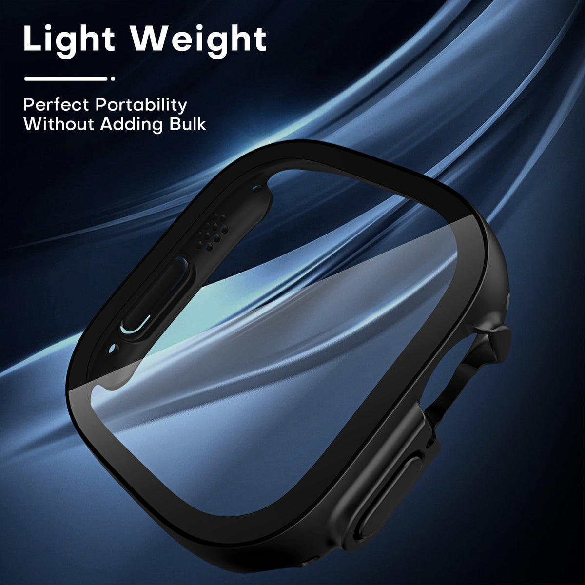 TAURI 2 Pack Hard Case Designed for Apple Watch Ultra 2 (2023) / Ultra 1 49mm, with 9H [HD Clear] Tempered Glass Screen Protector, [Full Protection] Slim Cover for iWatch 49mm - Black