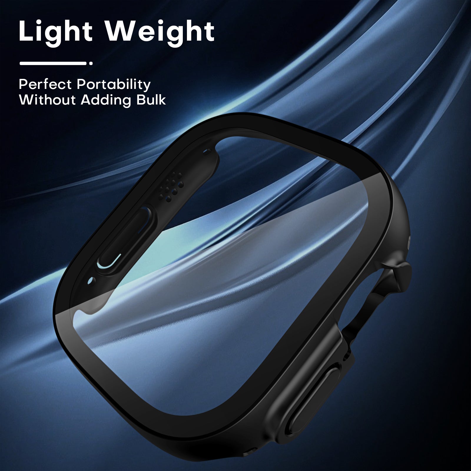 TAURI 2 Pack Hard Case Designed for Apple Watch Ultra 2 (2023) / Ultra 1 49mm, with 9H [HD Clear] Tempered Glass Screen Protector, [Full Protection] Slim Cover for iWatch 49mm - Black