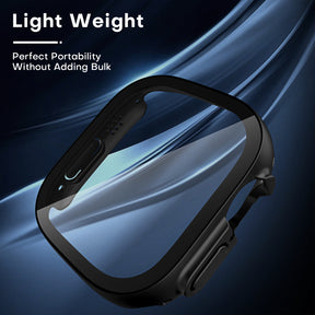 TAURI 2 Pack Hard Case Designed for Apple Watch Ultra 2 (2023) / Ultra 1 49mm, with 9H [HD Clear] Tempered Glass Screen Protector, [Full Protection] Slim Cover for iWatch 49mm - Black