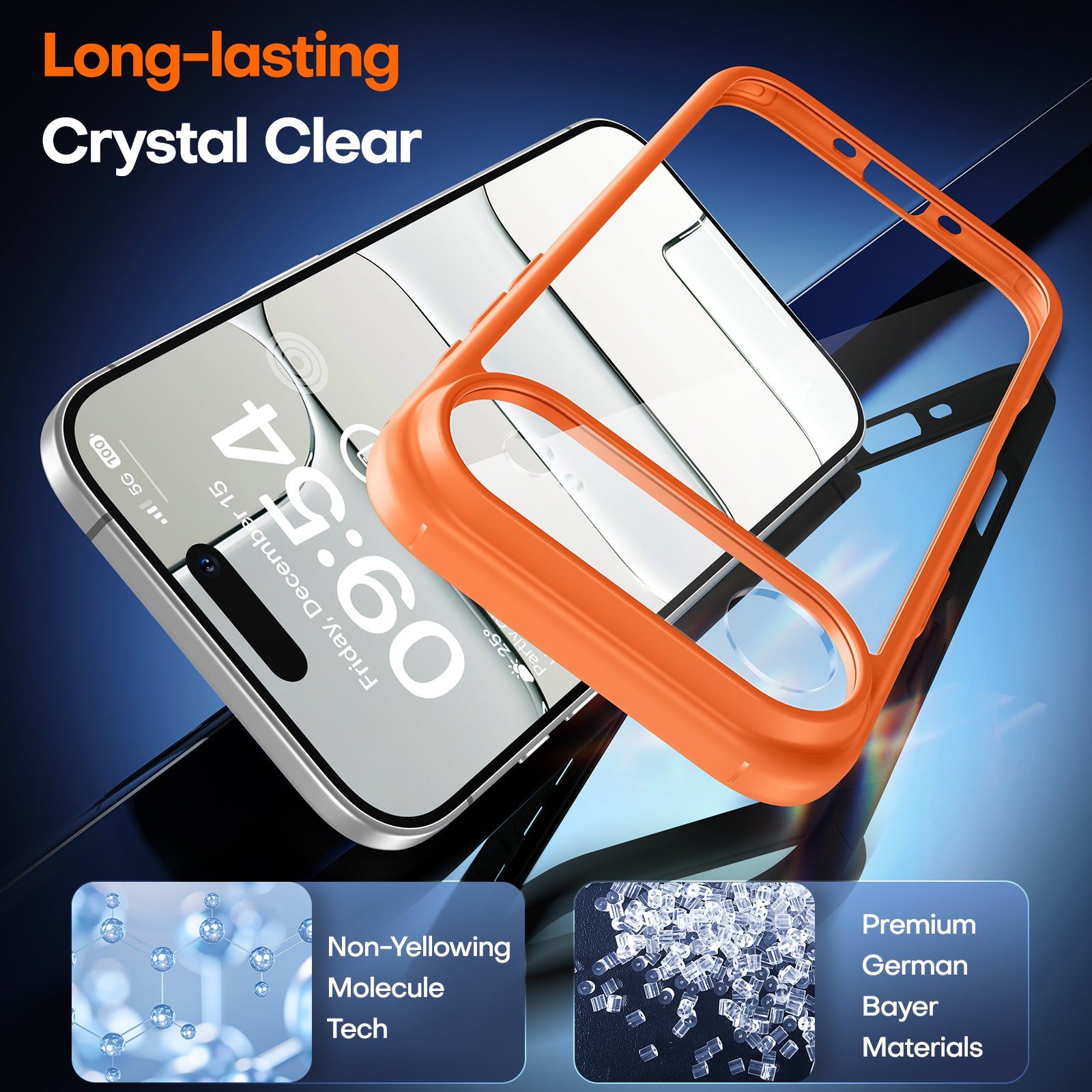 TAURI for iPhone Air Case, Full Camera Protection with Screen Protector, Anti-Yellowing Military-Grade Protection Shockproof Slim Phone Case for iPhone 17 Air 6.5 inch, Orange