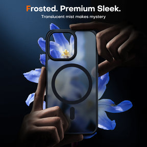 TAURI 5 in 1 Magnetic Case for iPhone 15 Pro Max [Mil-Grade Drop Protection] with 2X Tempered Screen Protector +2X Camera Lens Protector, Translucent Matte Slim Mag-Safe Case 6.7" - Black