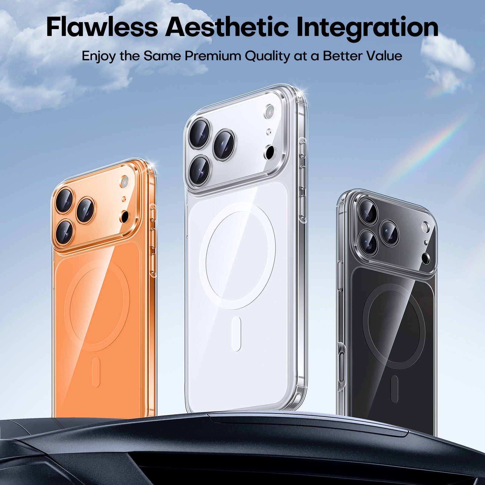 TAURI Original Design for iPhone 17 Pro Max Case, Compatible with MagSafe with Screen Protector, Anti-Yellowing Military-Grade Protection Shockproof Magnetic iPhone 17 ProMax Case, Clear Black