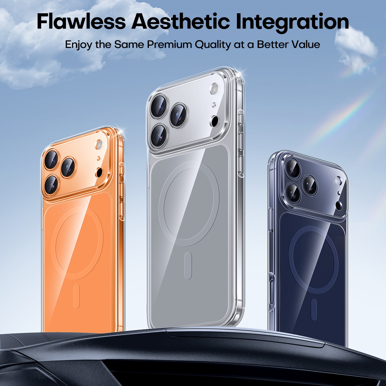 TAURI Original Design for iPhone 17 Pro Max Case, Compatible with MagSafe with Screen Protector, Anti-Yellowing Military-Grade Protection Shockproof Magnetic iPhone 17 ProMax Case, Clear Grey