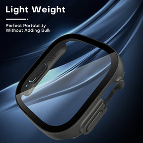 TAURI 2 Pack Hard Case Designed for Apple Watch Ultra 2 / Ultra 1 49mm with 9H Tempered Glass Screen Protector, [Touch Sensitive] [Full Coverage] Slim Bumper Protective Cover for iWatch 49mm- Grey