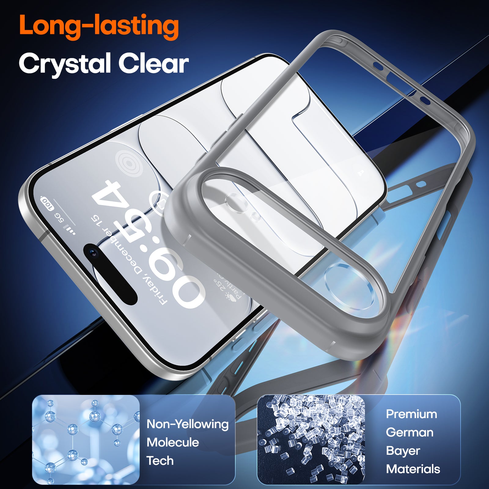 TAURI for Air 2025 Flip Case, Full Camera Protection with Screen Protector, Anti-Yellowing Military-Grade Protection Shockproof Slim Flip Case for Air 2025, Grey