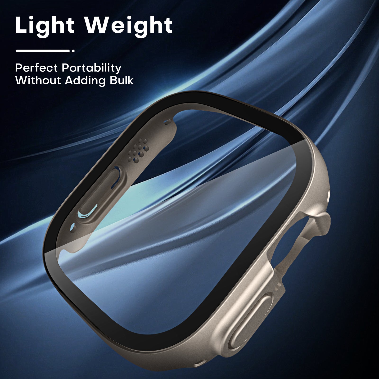 TAURI 2 Pack Hard Case Designed for Apple Watch Ultra 49mm with 9H Tempered Glass Screen Protector, [Touch Sensitive] [Full Coverage] Slim Bumper Protective Cover for iWatch 49mm- Titanium
