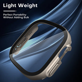 TAURI 2 Pack Hard Case Designed for Apple Watch Ultra 49mm with 9H Tempered Glass Screen Protector, [Touch Sensitive] [Full Coverage] Slim Bumper Protective Cover for iWatch 49mm- Titanium
