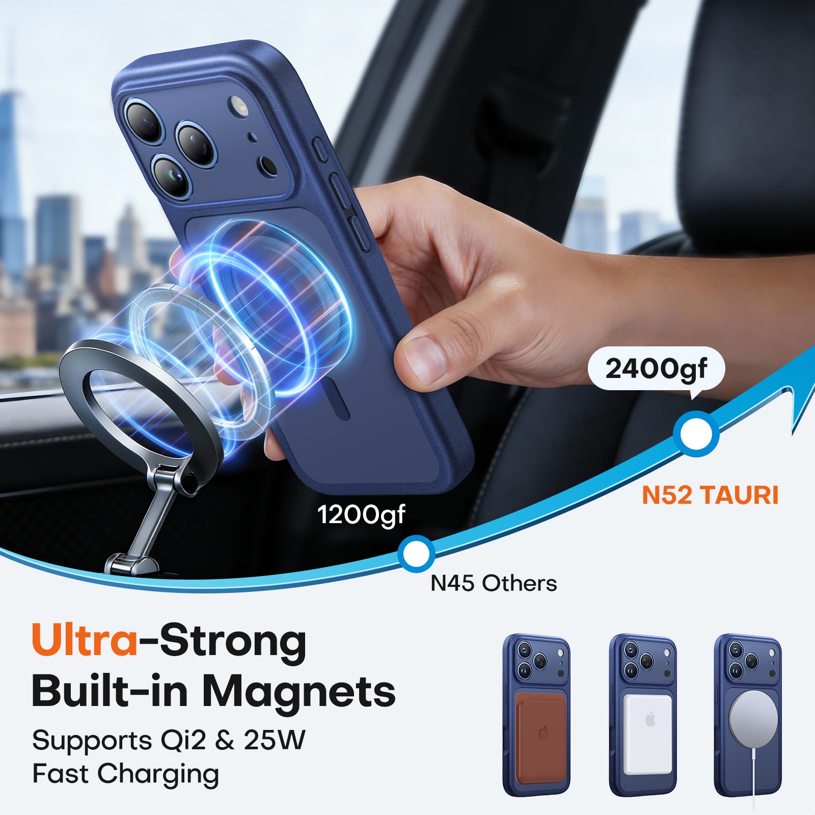 TAURI for 18 Pro Case, Compatible with MagSafe, Dark Blue