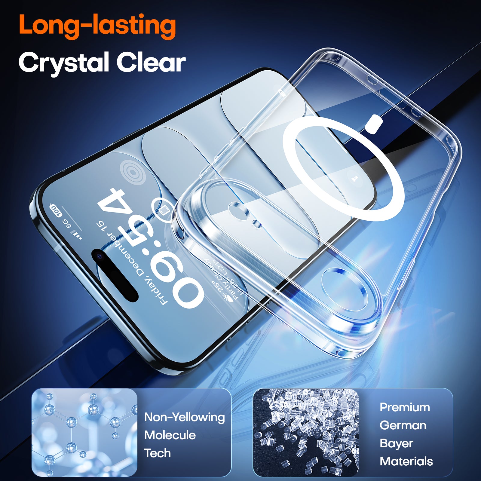 TAURI for iPhone Air Case, Compatible with MagSafe with Screen Protector, Full Camera Protection, Anti-Yellowing Military-Grade Protection Shockproof Slim Magnetic Case for iPhone Air, Clear