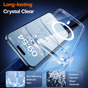 TAURI for iPhone Air Case, Compatible with MagSafe with Screen Protector, Full Camera Protection, Anti-Yellowing Military-Grade Protection Shockproof Slim Magnetic Case for iPhone Air, Clear