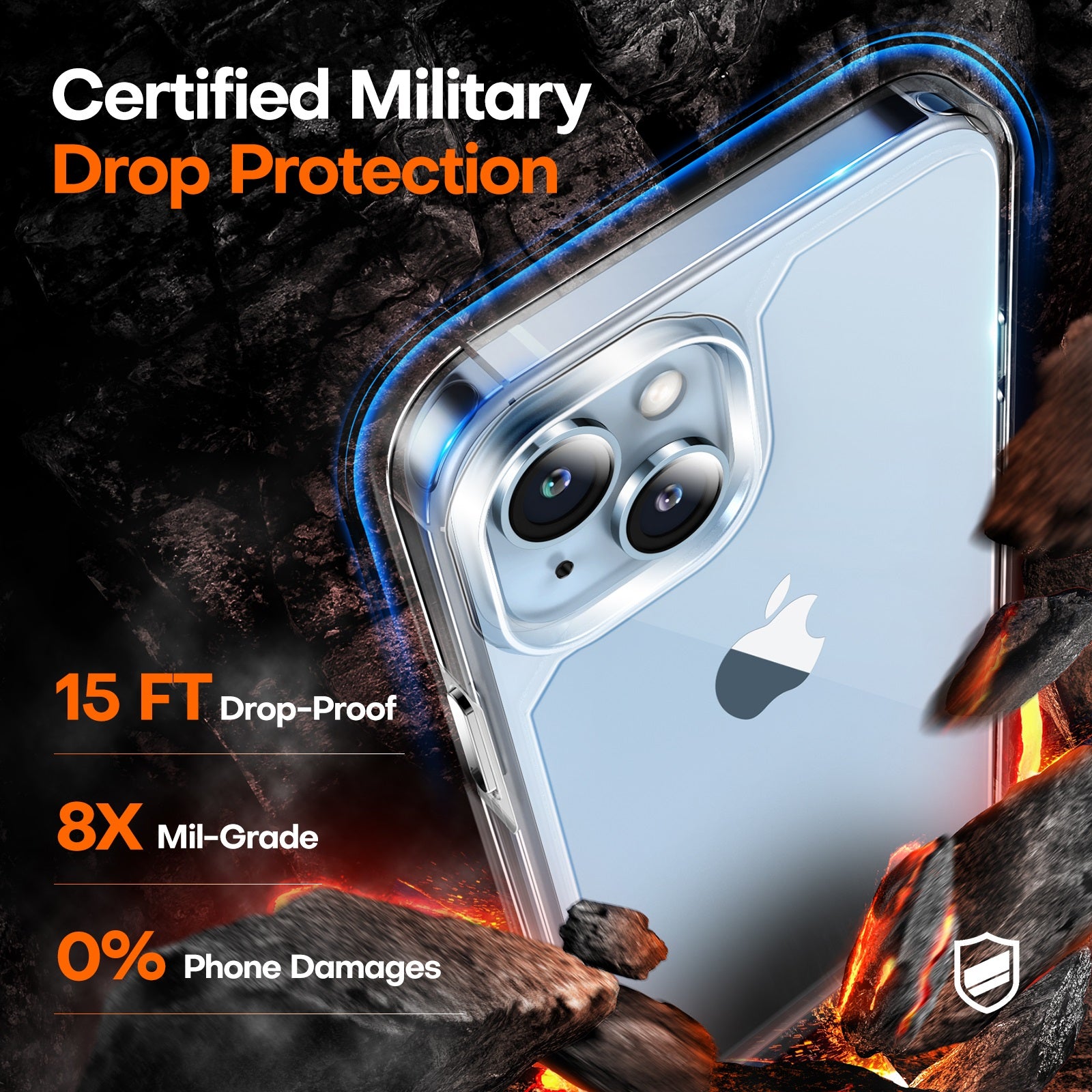 TAURI for iPhone 15 Case, [5 in 1] 1X Clear Case [Not-Yellowing] with 2X Screen Protector + 2X Camera Lens Protector, [Military Grade Drop Protection] Shockproof Slim Phone Case for iPhone 15, 6.1"
