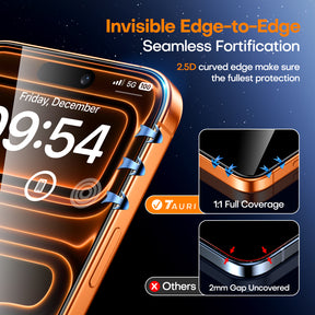 TAURI 2 Pack for iPhone 17 Pro Screen Protector, [1-Step Install] with Auto Dust-Removal, 9H+ Tempered Glass, Full Coverage Protection, Anti-scratch [Military-Grade Shatterproof] Bubble-Free