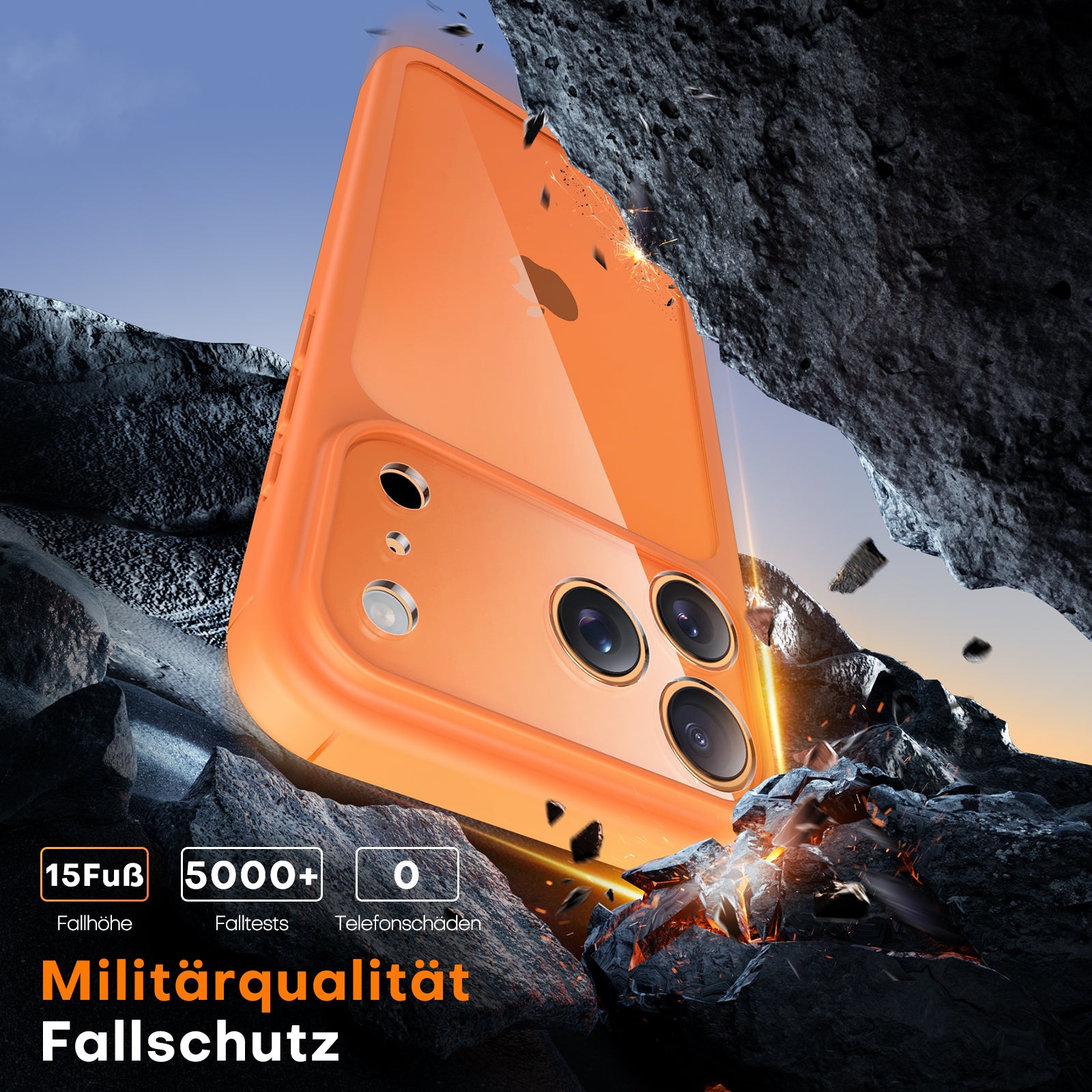 TAURI for iPhone 17 Pro Case, Full Camera Protection with Screen Protector, Anti-Yellowing Military-Grade Protection Shockproof Slim Phone Case for iPhone 17 Pro, Orange
