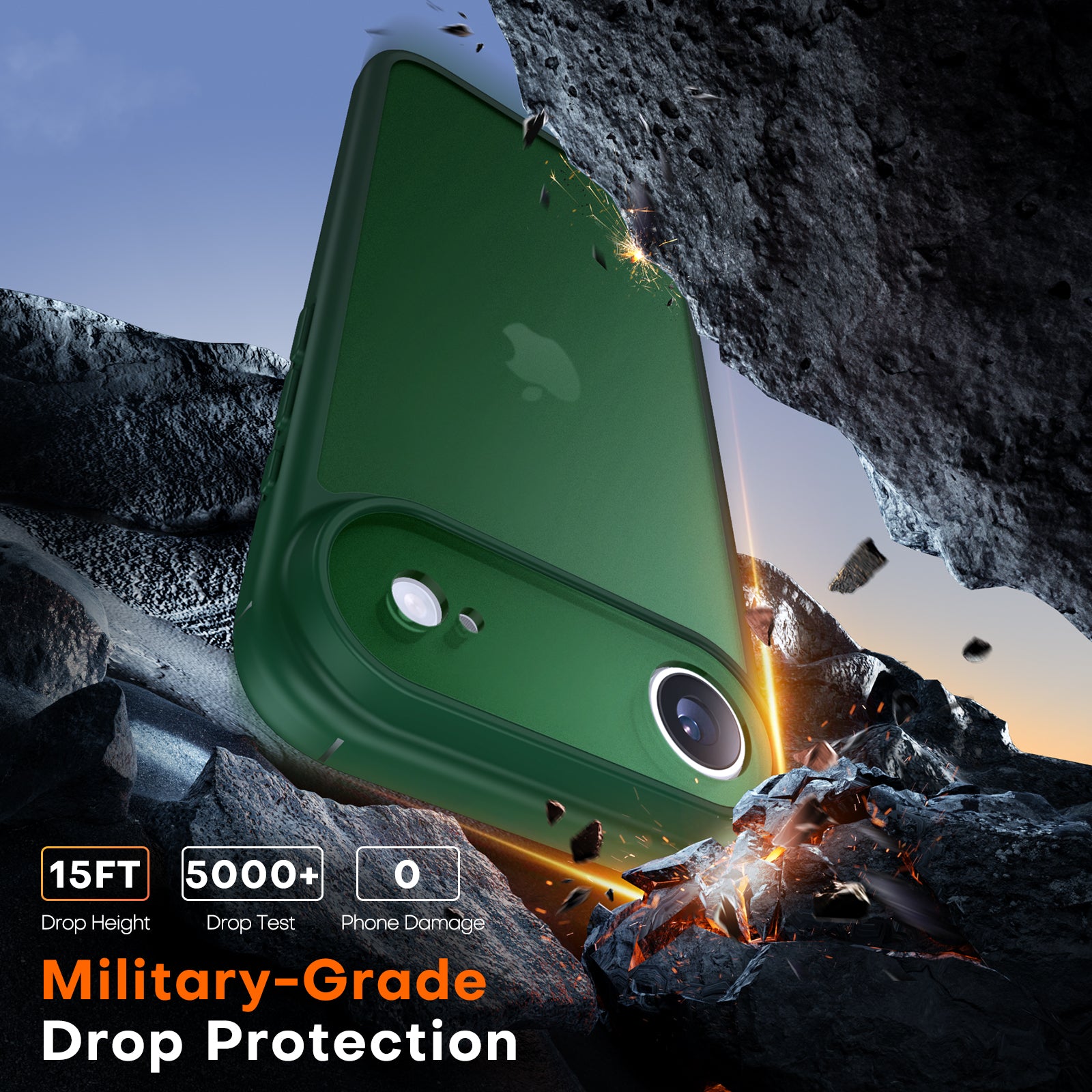 TAURI for iPhone Air Case, Full Camera Protection with Screen Protector, Translucent Matte Military-Grade Protection Shockproof Slim Phone Case for iPhone Air, Matte Green