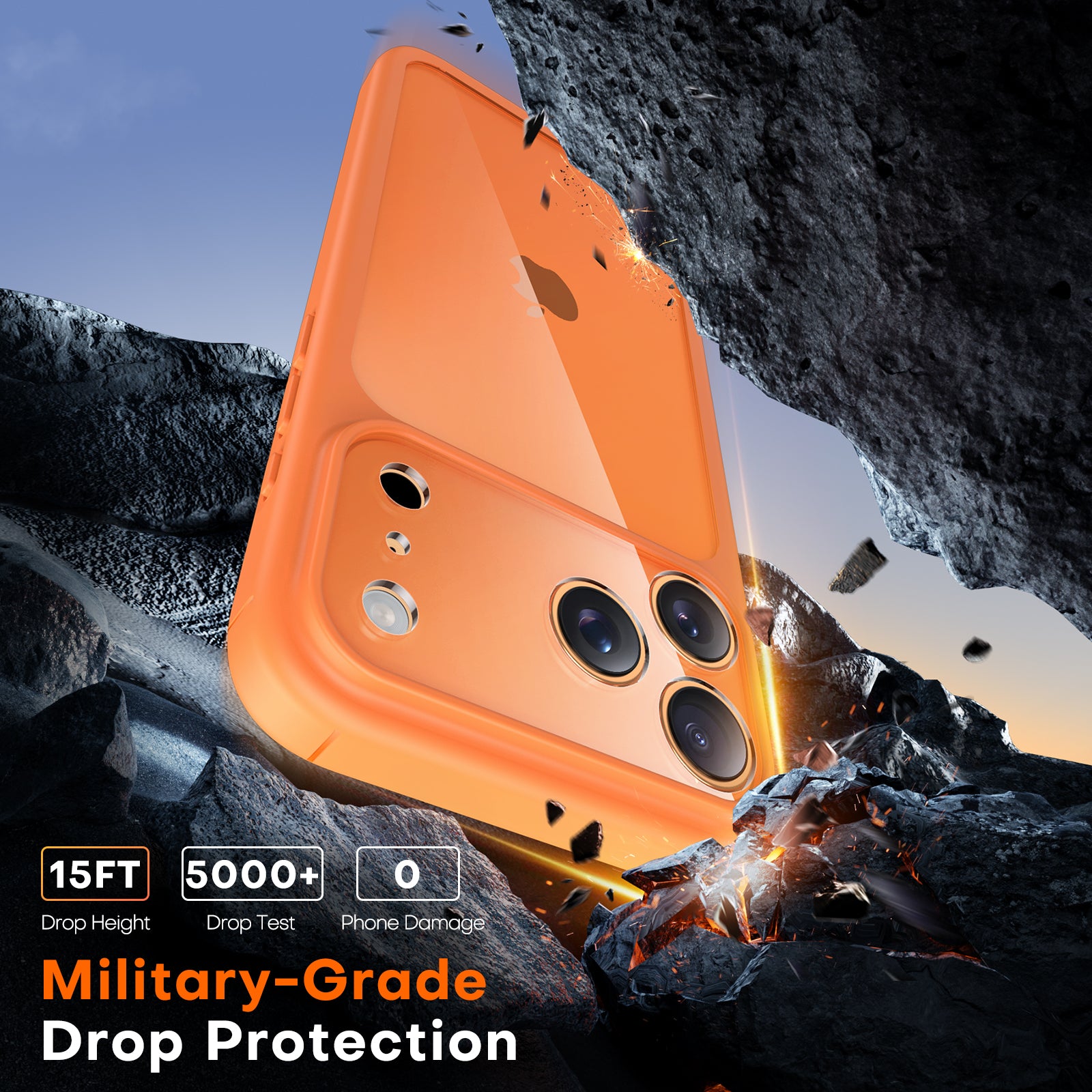TAURI for iPhone 17 Pro Max Case, Full Camera Protection with Screen Protector, Anti-Yellowing Military-Grade Protection Shockproof Slim Phone Case for iPhone 17 ProMax, Orange