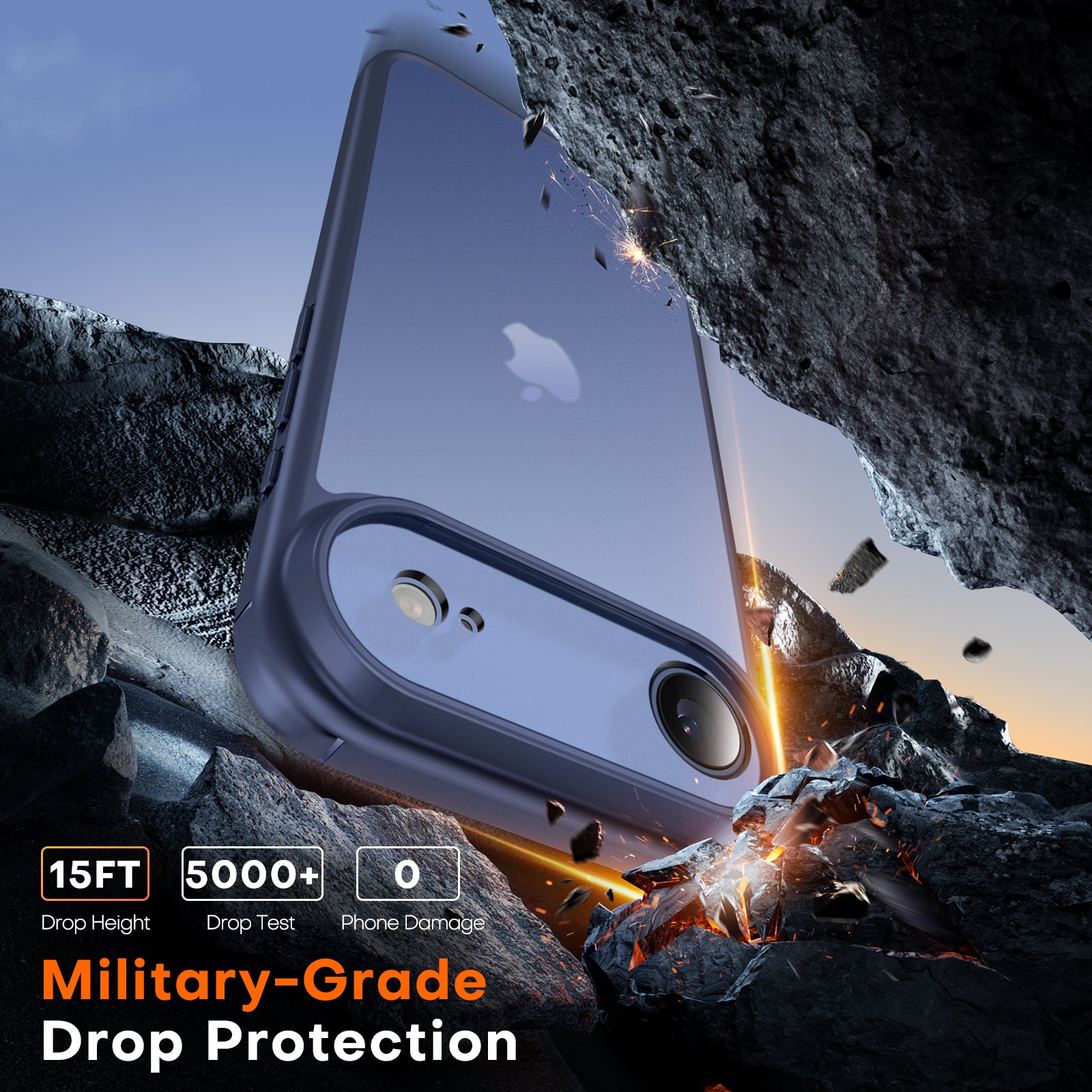 TAURI for iPhone Air Case, Full Camera Protection with Screen Protector, Translucent Matte Military-Grade Protection Shockproof Slim Phone Case for iPhone Air, Matte Blue