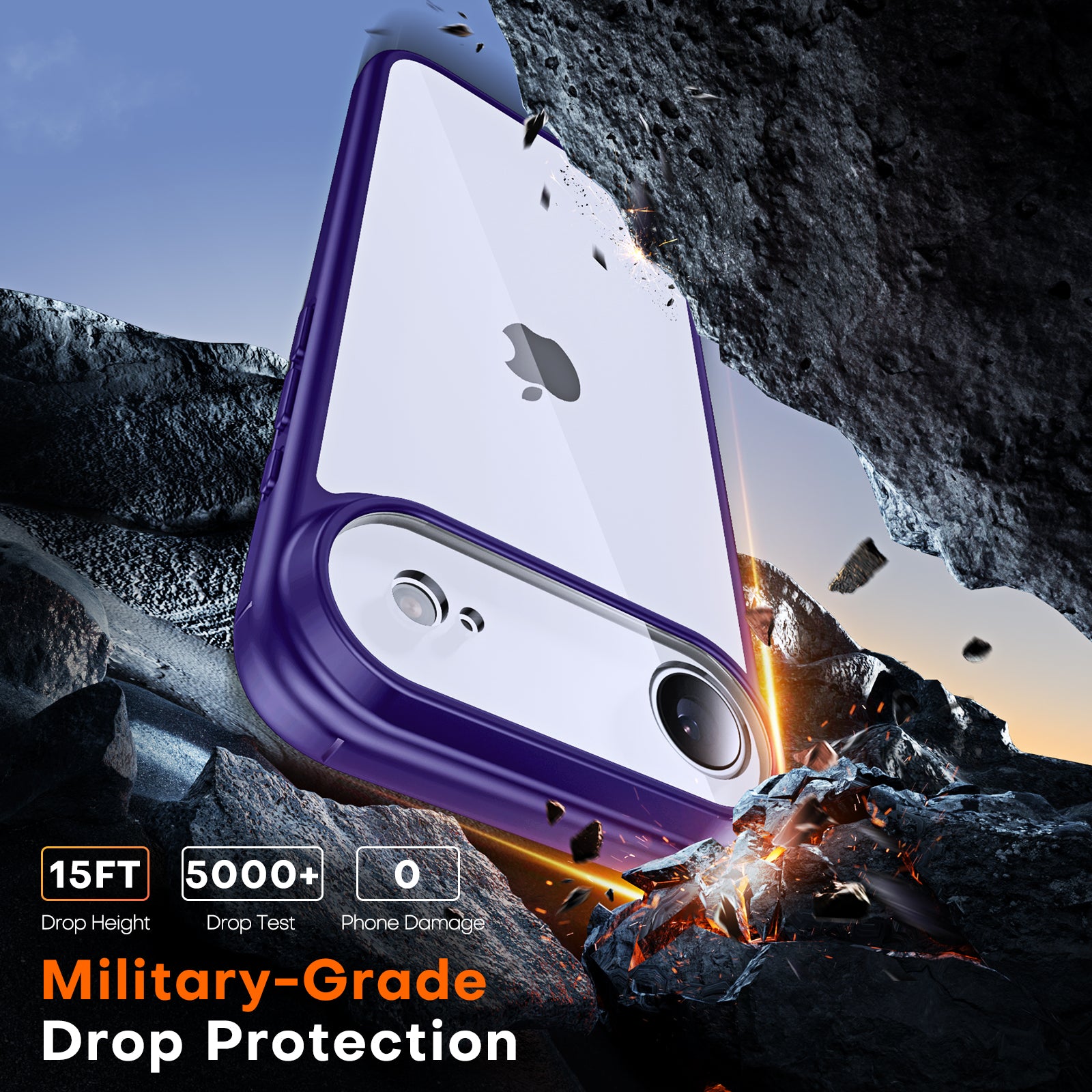 TAURI for iPhone Air Case, Full Camera Protection with Screen Protector, Anti-Yellowing Military-Grade Protection Shockproof Slim Phone Case for iPhone 17 Air 6.5 inch, Purple