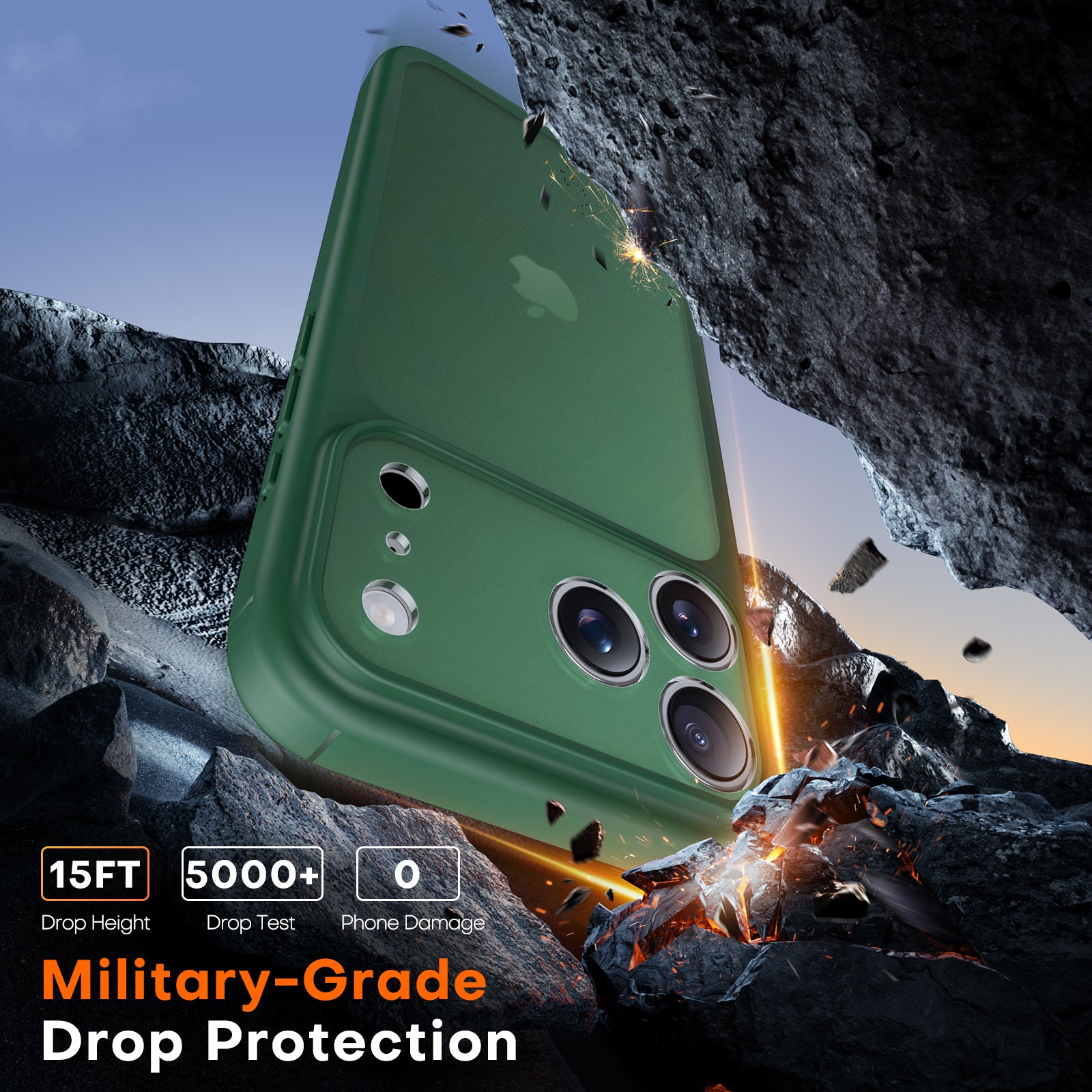 TAURI for iPhone 17 Pro Max Case, Full Camera Protection with Screen Protector, Translucent Matte Military-Grade Protection Shockproof Slim Phone Case for iPhone 17 ProMax, Matte Green