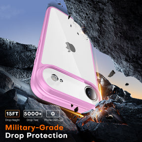 TAURI for iPhone Air Case, Full Camera Protection with Screen Protector, Anti-Yellowing Military-Grade Protection Shockproof Slim Phone Case for iPhone 17 Air 6.5 inch, Pink