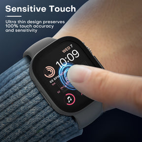 TAURI 2 Pack Hard Case Designed for Apple Watch Ultra 2 / Ultra 1 49mm with 9H Tempered Glass Screen Protector, [Touch Sensitive] [Full Coverage] Slim Bumper Protective Cover for iWatch 49mm- Grey