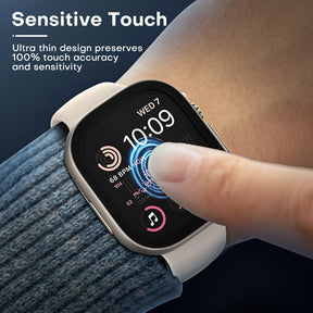 TAURI 2 Pack Hard Case Designed for Apple Watch Ultra 49mm with 9H Tempered Glass Screen Protector, [Touch Sensitive] [Full Coverage] Slim Bumper Protective Cover for iWatch 49mm- Titanium