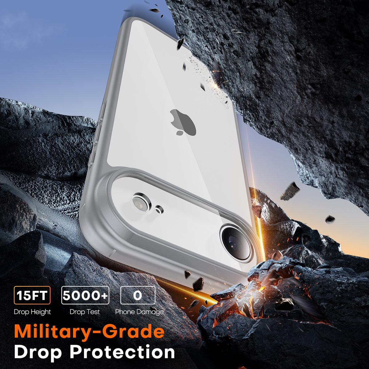 TAURI for Air 2025 Flip Case, Full Camera Protection with Screen Protector, Anti-Yellowing Military-Grade Protection Shockproof Slim Flip Case for Air 2025, Grey
