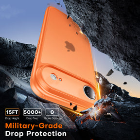 TAURI for iPhone Air Case, Full Camera Protection with Screen Protector, Translucent Matte Military-Grade Protection Shockproof Slim Phone Case for iPhone Air, Matte Orange