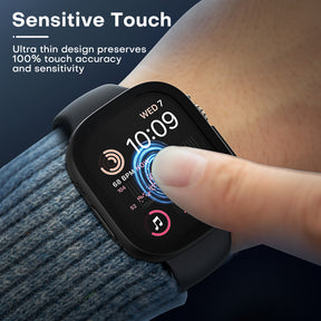 TAURI 2 Pack Hard Case Designed for Apple Watch Ultra 2 (2023) / Ultra 1 49mm, with 9H [HD Clear] Tempered Glass Screen Protector, [Full Protection] Slim Cover for iWatch 49mm - Black