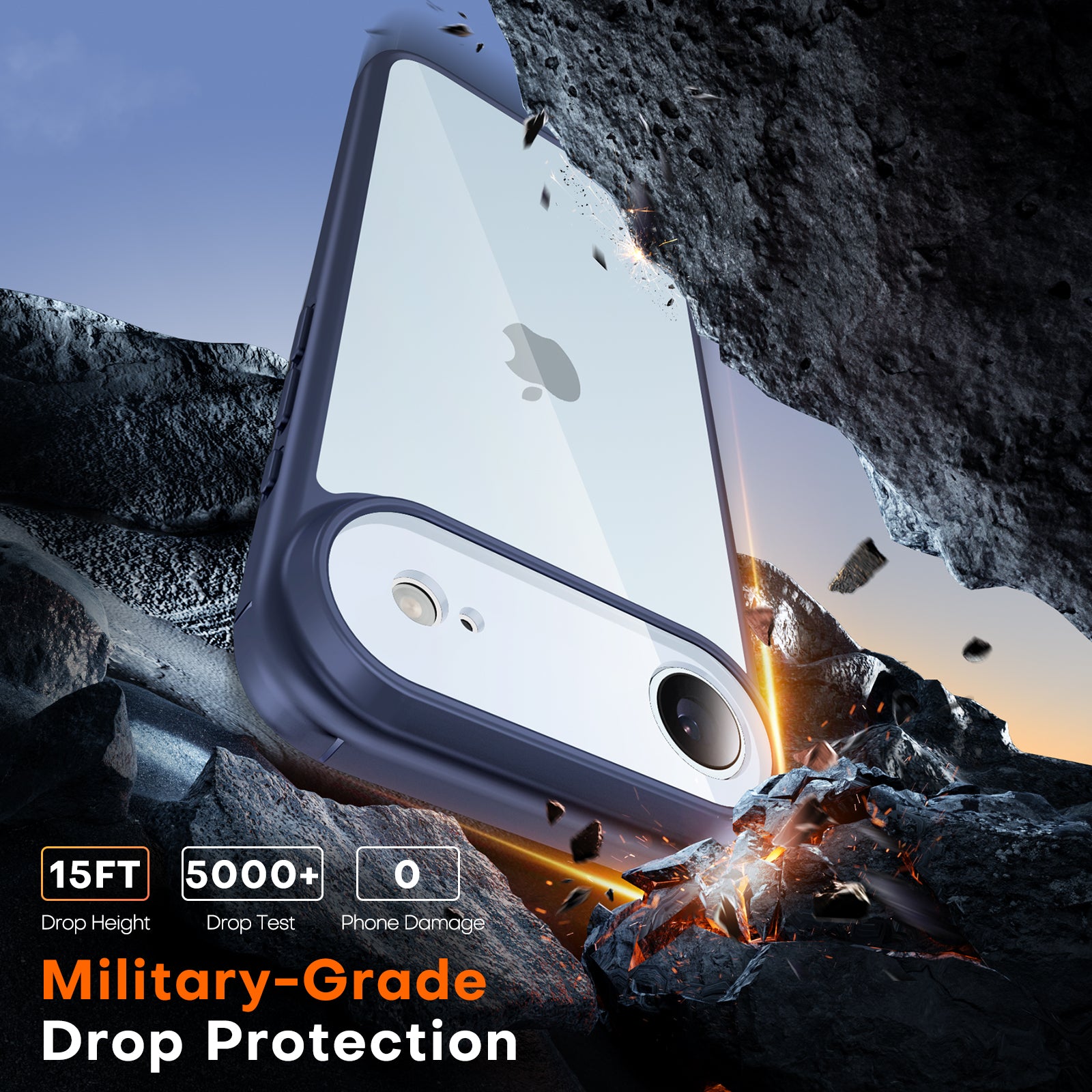 TAURI for iPhone Air Case, Full Camera Protection with Screen Protector, Anti-Yellowing Military-Grade Protection Shockproof Slim Phone Case for iPhone Air, Blue