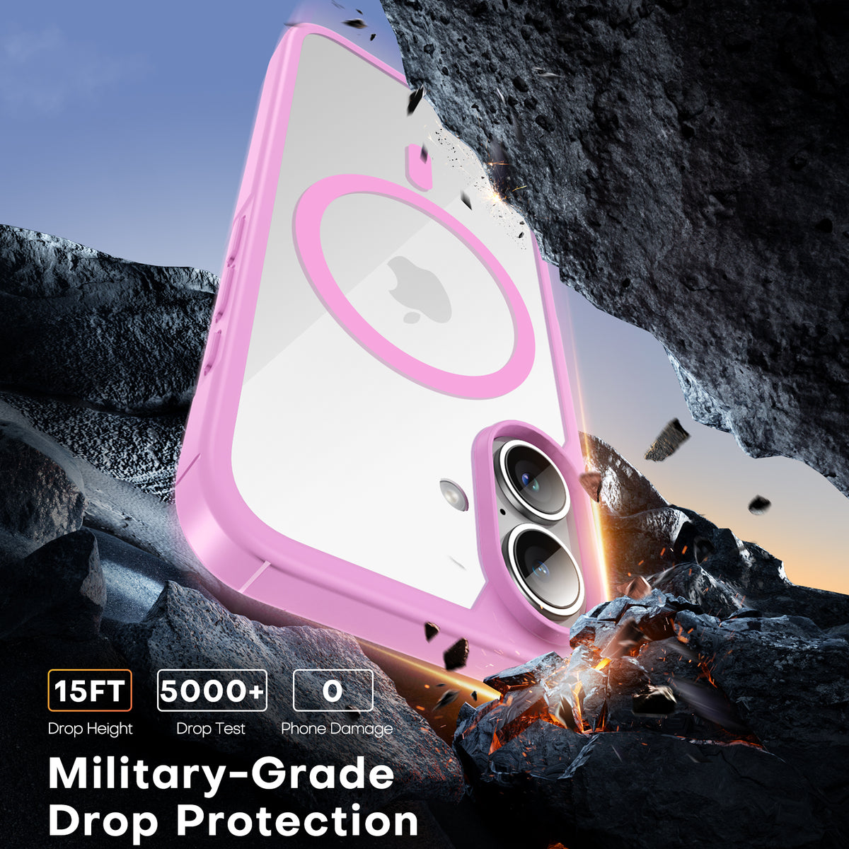 TAURI 5 in 1 for iPhone 16 Plus Case, Compatible with MagSafe [Not-Yellowing] with 2X Screen Protector + 2X Camera Lens Protector, Military-Grade Protection, Magnetic Case for 16 Plus 6.7", Pink