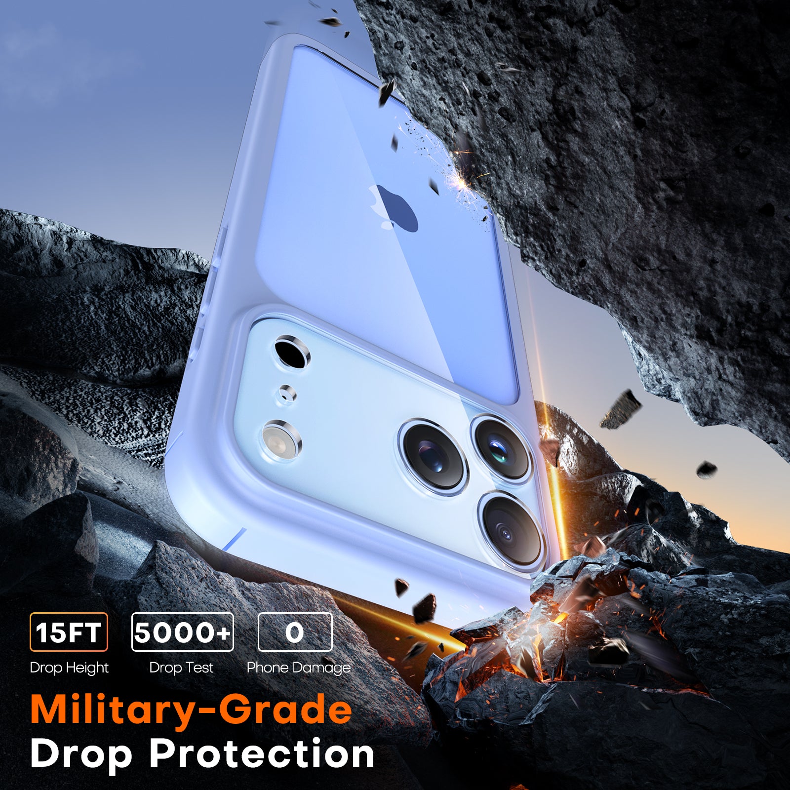 TAURI for iPhone 17 Pro Max Case, Full Camera Protection with Screen Protector, Anti-Yellowing Military-Grade Protection Shockproof Slim Phone Case for iPhone 17 ProMax, Star Blue