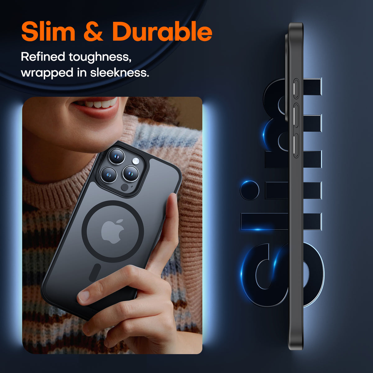 TAURI 5 in 1 Magnetic for iPhone 15 Pro Case Frosted Black, [Designed for Magsafe] with 2X Screen Protectors +2X Camera Lens Protectors, Shockproof Slim Matte Case for iPhone 15 Pro, 6.1"
