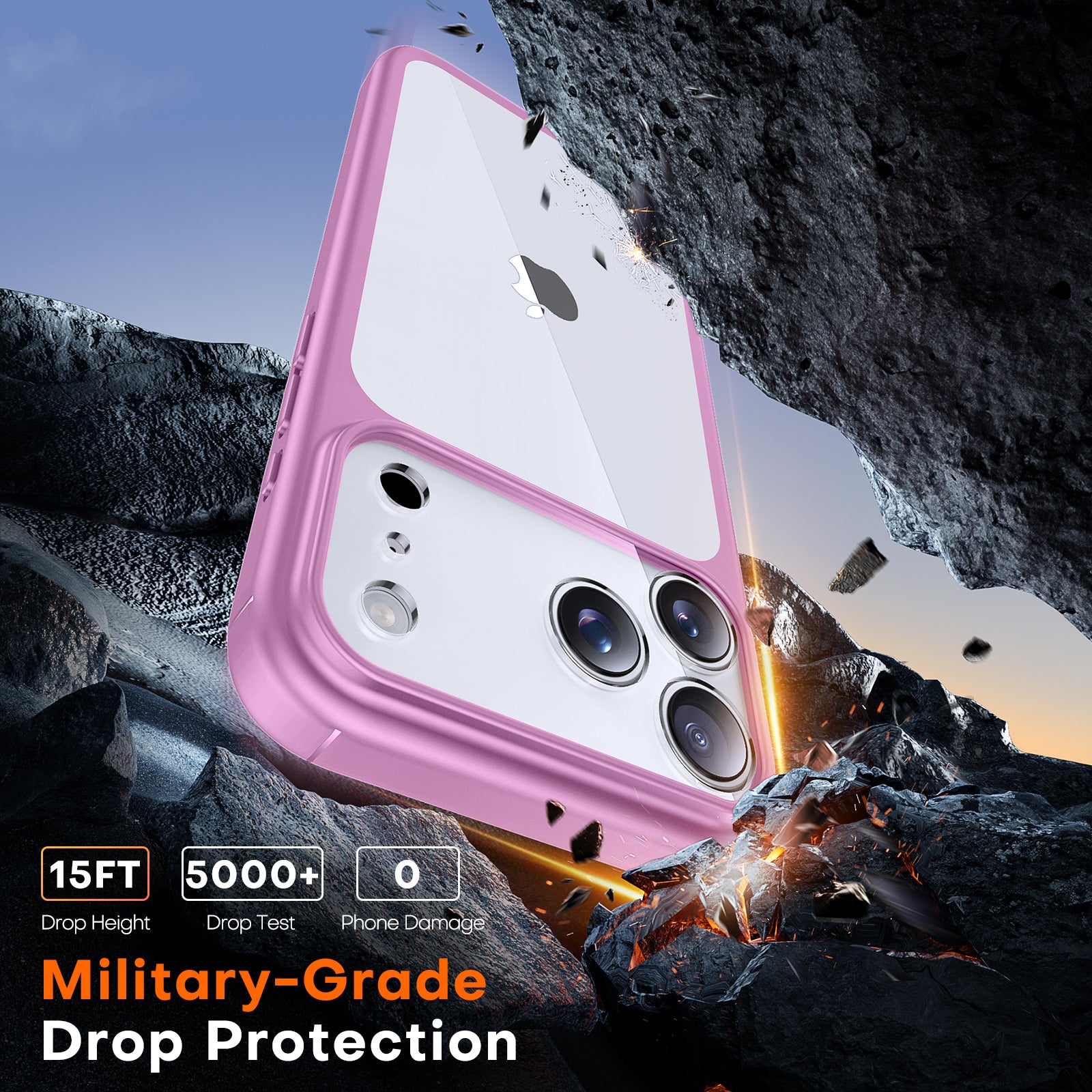 TAURI for iPhone 17 Pro Max Case, Full Camera Protection with Screen Protector, Anti-Yellowing Military-Grade Protection Shockproof Slim Phone Case for iPhone 17 ProMax, Pink