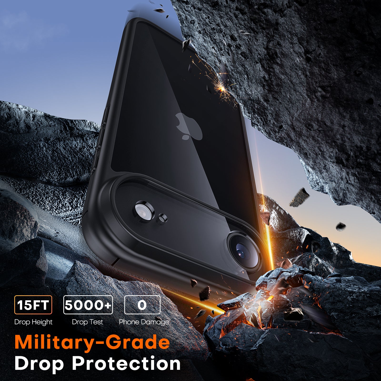 TAURI for iPhone Air Case, Full Camera Protection with Screen Protector, Anti-Yellowing Military-Grade Protection Shockproof Slim Phone Case for iPhone Air, Black