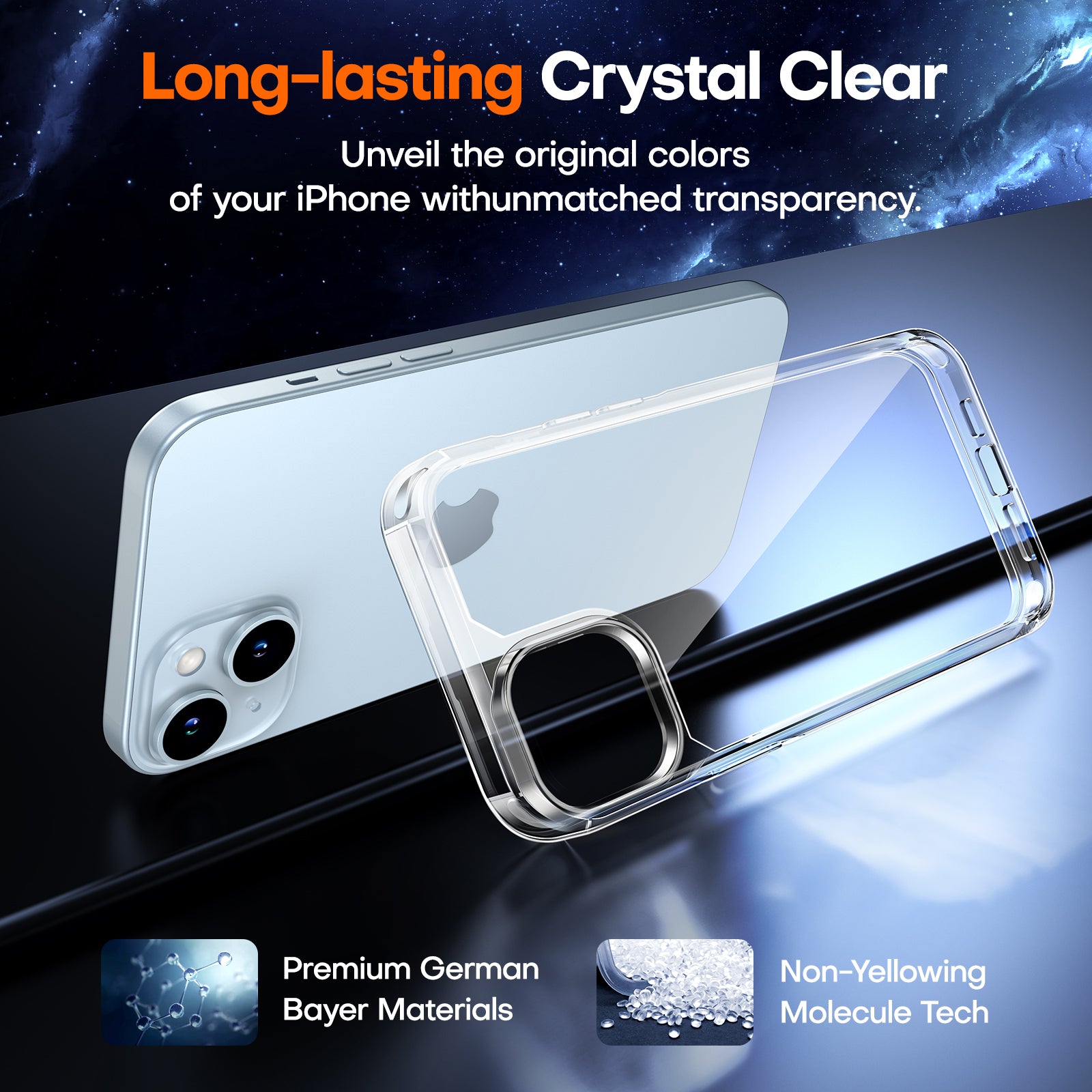 TAURI for iPhone 15 Case, [5 in 1] 1X Clear Case [Not-Yellowing] with 2X Screen Protector + 2X Camera Lens Protector, [Military Grade Drop Protection] Shockproof Slim Phone Case for iPhone 15, 6.1"
