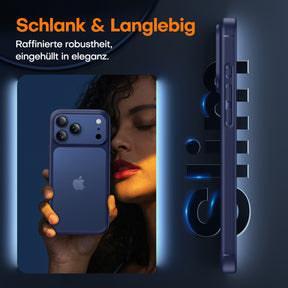 TAURI for iPhone 17 Pro Case, Full Camera Protection with Screen Protector, Translucent Matte Military-Grade Protection Shockproof Slim Phone Case for iPhone 17 Pro, Matte Blue