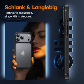 TAURI for iPhone 17 Pro Case, Full Camera Protection with Screen Protector, Translucent Matte Military-Grade Protection Shockproof Slim Phone Case for iPhone 17 Pro, Matte Black