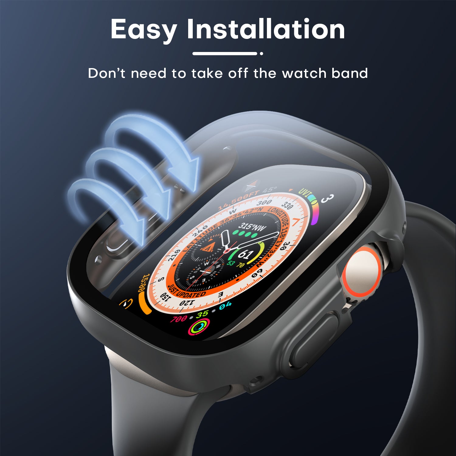 TAURI 2 Pack Hard Case Designed for Apple Watch Ultra 2 / Ultra 1 49mm with 9H Tempered Glass Screen Protector, [Touch Sensitive] [Full Coverage] Slim Bumper Protective Cover for iWatch 49mm- Grey