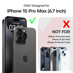 TAURI 5 in 1 Defender Designed for iPhone 15 Pro Max Case, with 2X Tempered Glass Screen Protector + 2X Camera Lens Protector [Military-Grade Drop Protection] Shockproof 6.7 inch - Matte Black