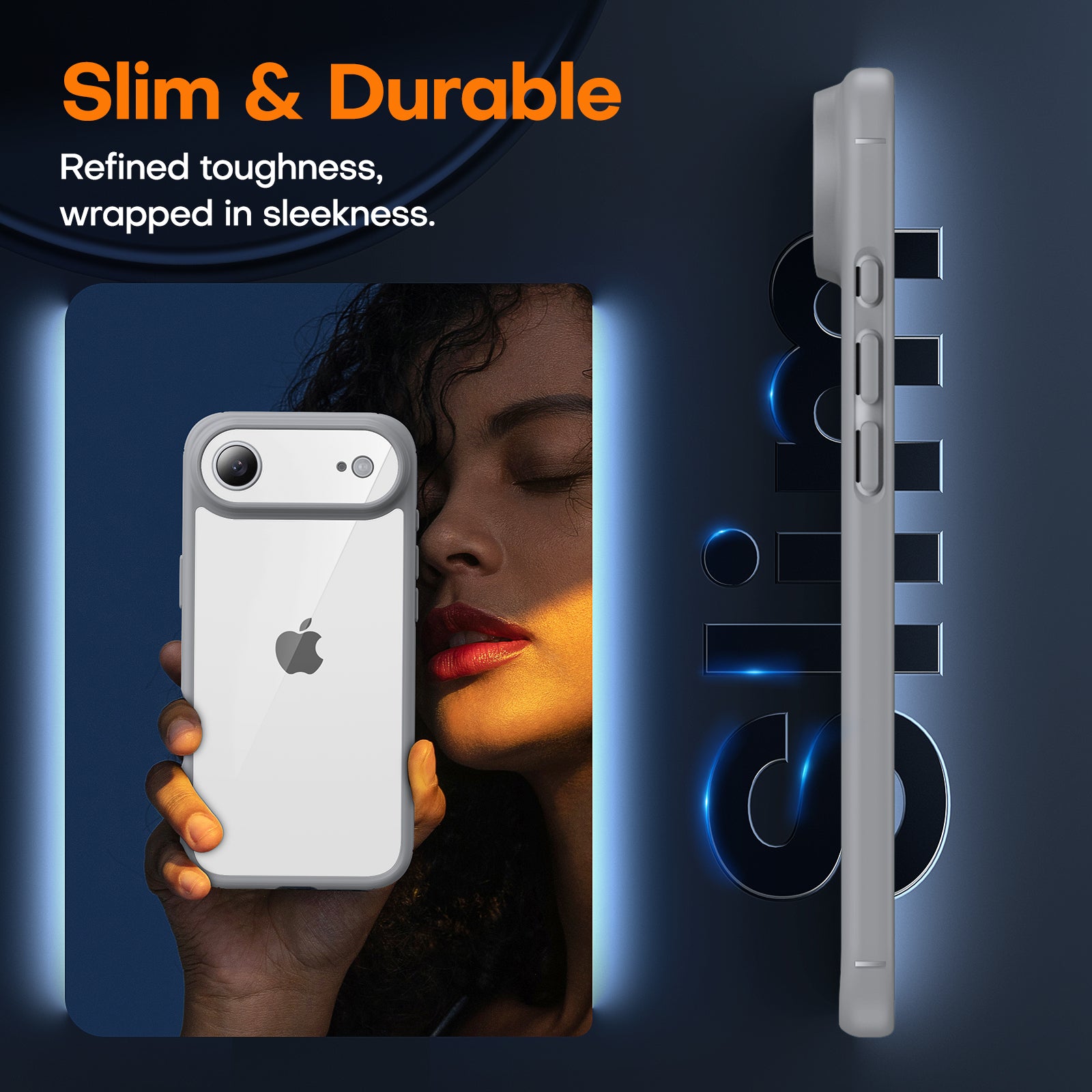 TAURI for Air 2025 Flip Case, Full Camera Protection with Screen Protector, Anti-Yellowing Military-Grade Protection Shockproof Slim Flip Case for Air 2025, Grey